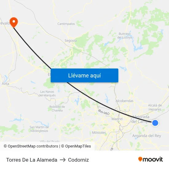Torres De La Alameda to Codorniz map