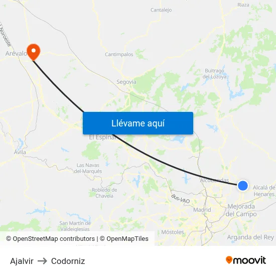 Ajalvir to Codorniz map