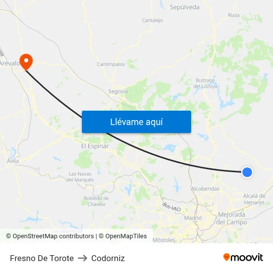 Fresno De Torote to Codorniz map