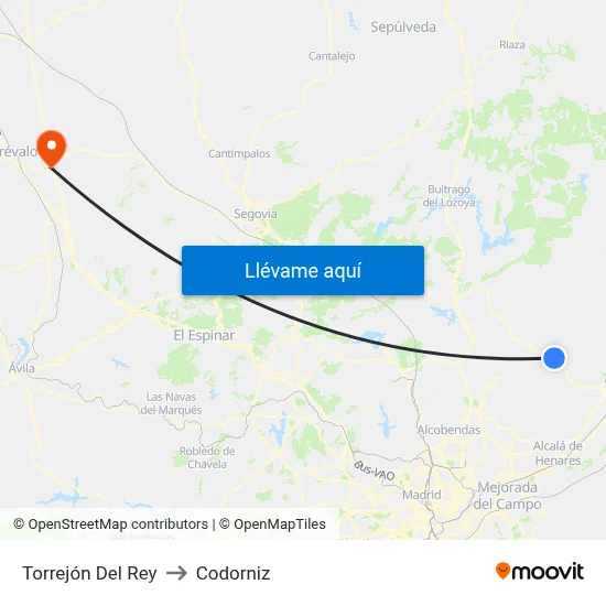Torrejón Del Rey to Codorniz map