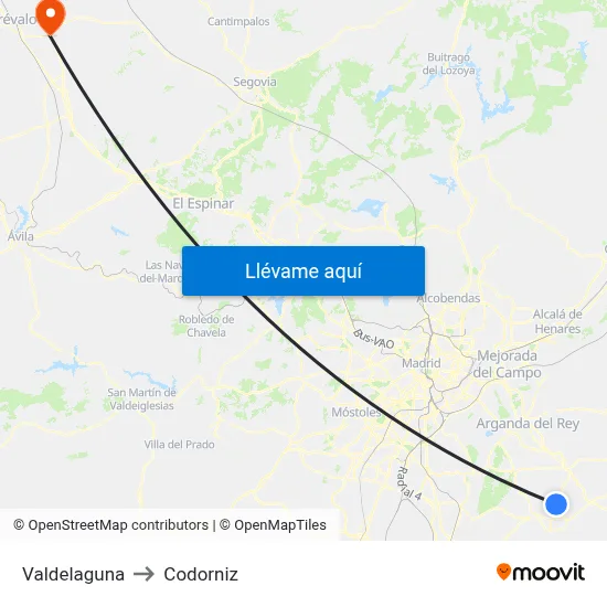 Valdelaguna to Codorniz map