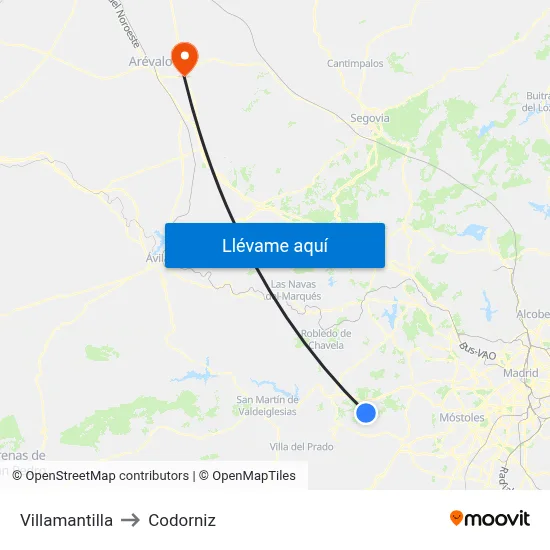Villamantilla to Codorniz map