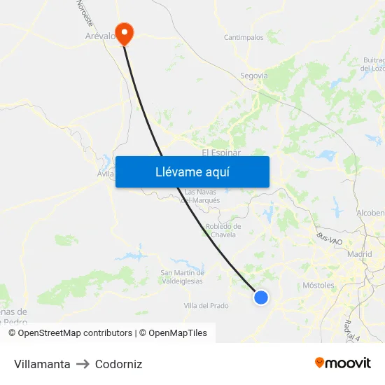 Villamanta to Codorniz map