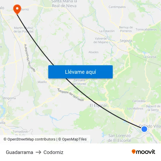 Guadarrama to Codorniz map