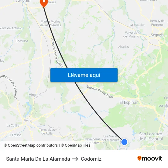 Santa María De La Alameda to Codorniz map
