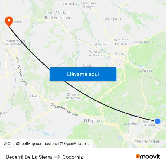 Becerril De La Sierra to Codorniz map