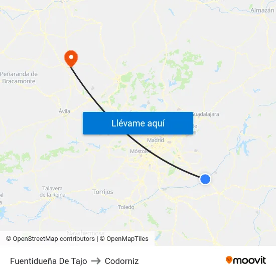Fuentidueña De Tajo to Codorniz map