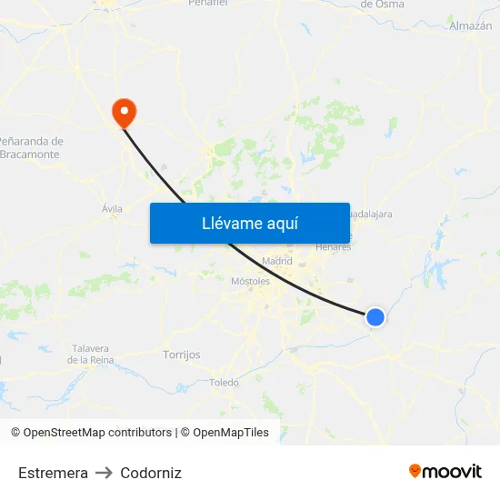 Estremera to Codorniz map