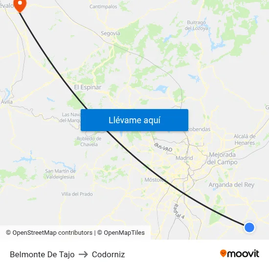 Belmonte De Tajo to Codorniz map