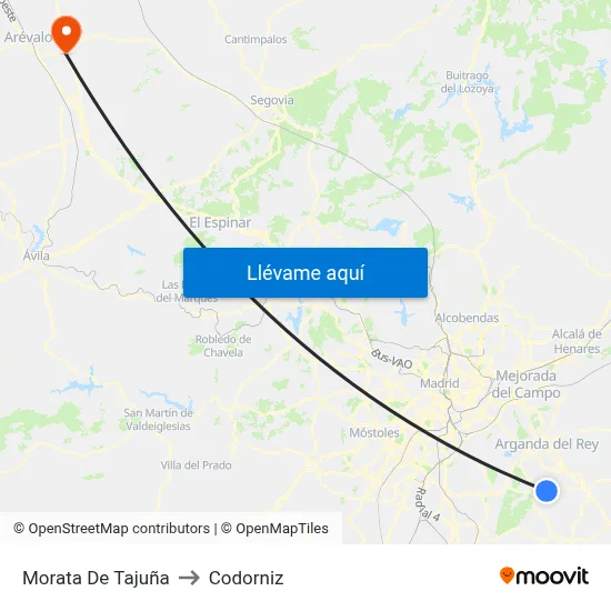 Morata De Tajuña to Codorniz map
