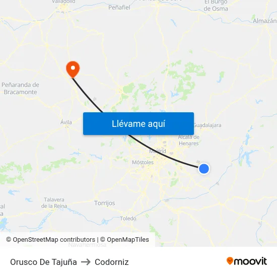Orusco De Tajuña to Codorniz map