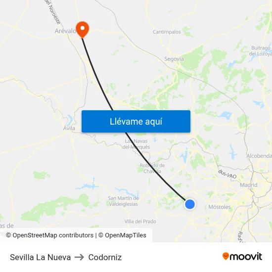 Sevilla La Nueva to Codorniz map