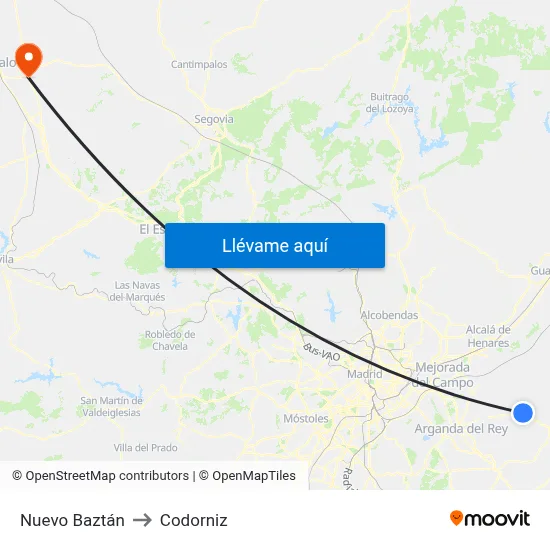 Nuevo Baztán to Codorniz map