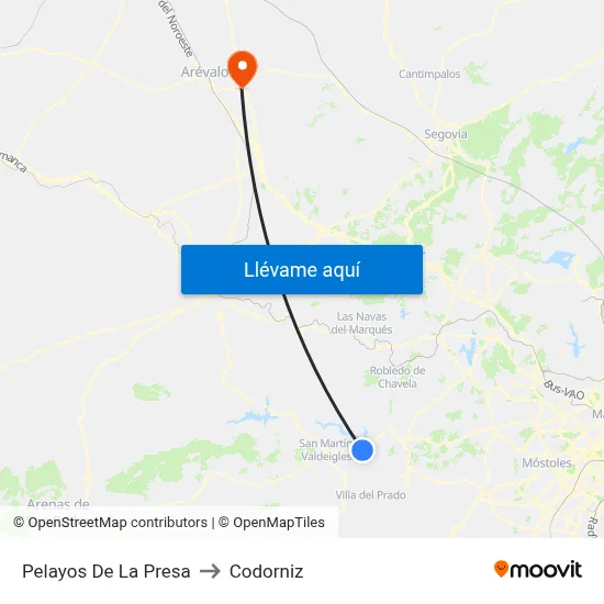Pelayos De La Presa to Codorniz map