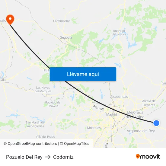 Pozuelo Del Rey to Codorniz map