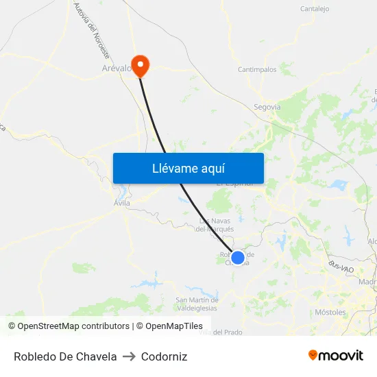Robledo De Chavela to Codorniz map