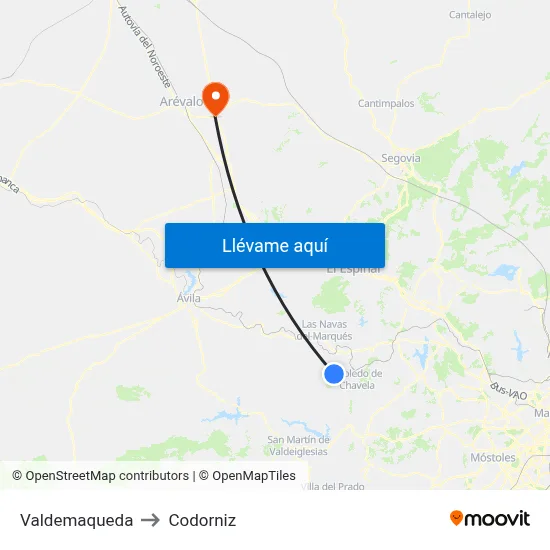 Valdemaqueda to Codorniz map