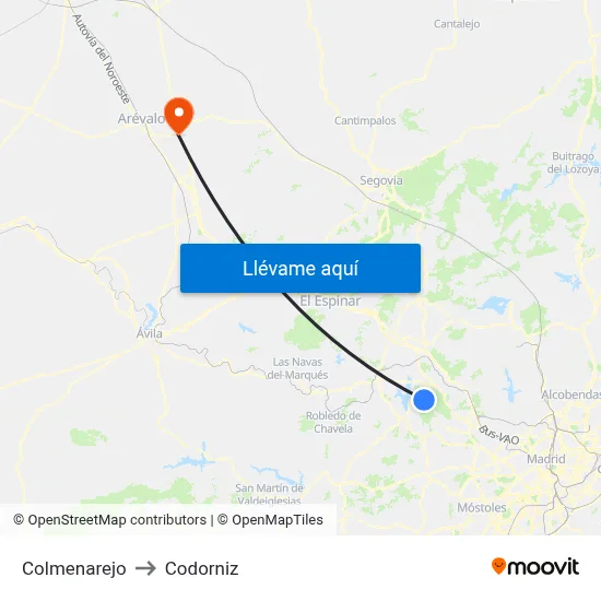 Colmenarejo to Codorniz map