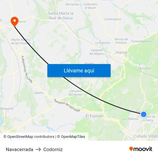 Navacerrada to Codorniz map