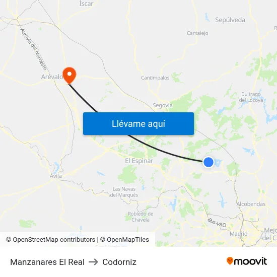 Manzanares El Real to Codorniz map