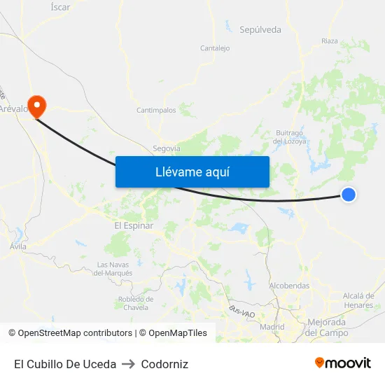 El Cubillo De Uceda to Codorniz map