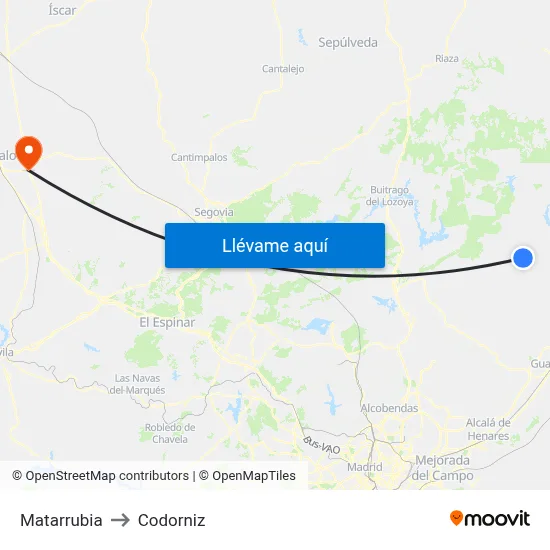 Matarrubia to Codorniz map