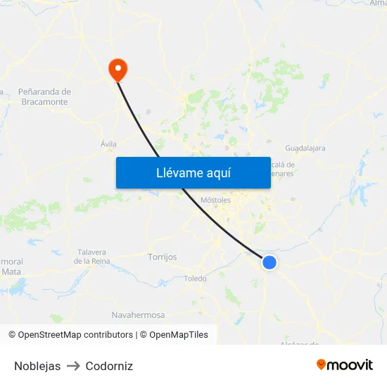 Noblejas to Codorniz map