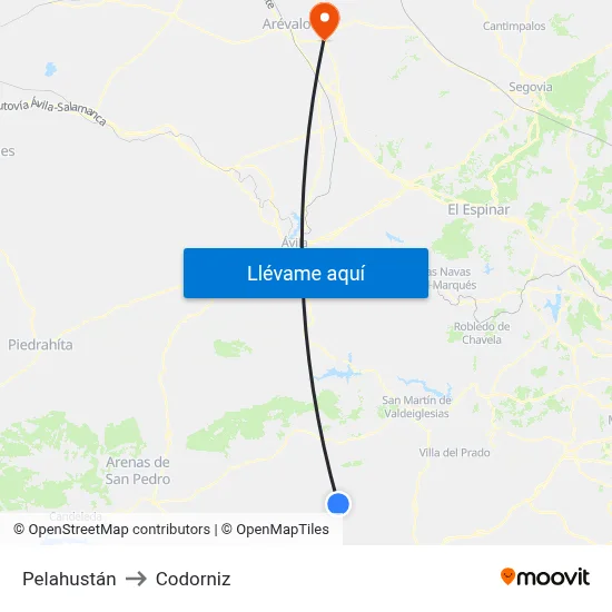 Pelahustán to Codorniz map