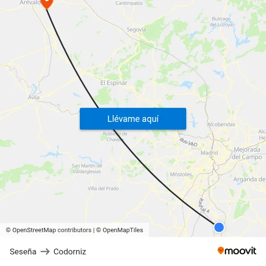 Seseña to Codorniz map