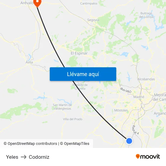 Yeles to Codorniz map