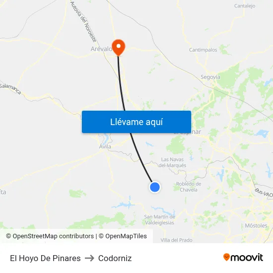 El Hoyo De Pinares to Codorniz map