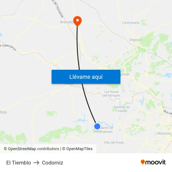 El Tiemblo to Codorniz map
