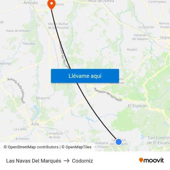 Las Navas Del Marqués to Codorniz map