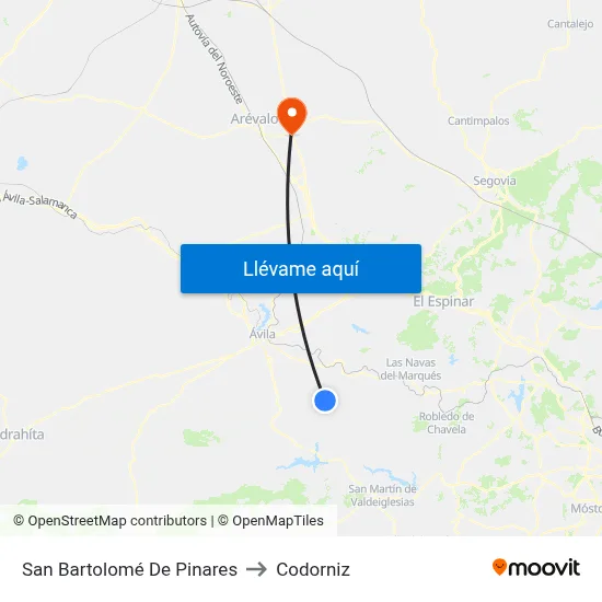 San Bartolomé De Pinares to Codorniz map