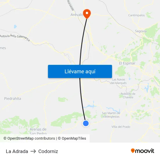 La Adrada to Codorniz map