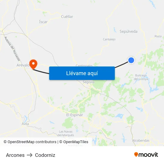 Arcones to Codorniz map