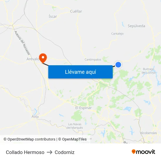 Collado Hermoso to Codorniz map