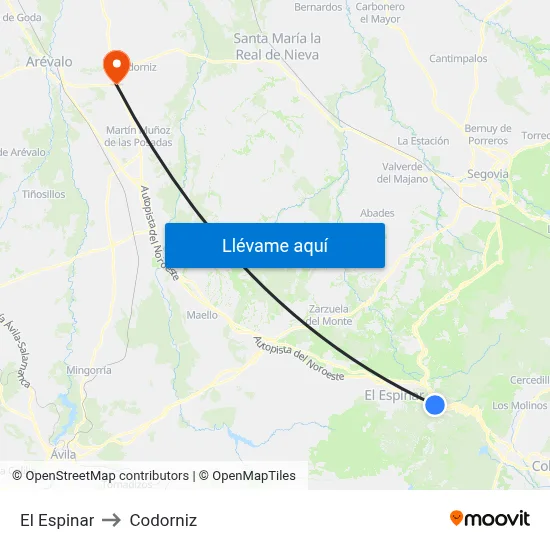 El Espinar to Codorniz map