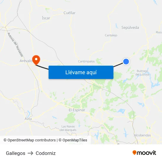 Gallegos to Codorniz map