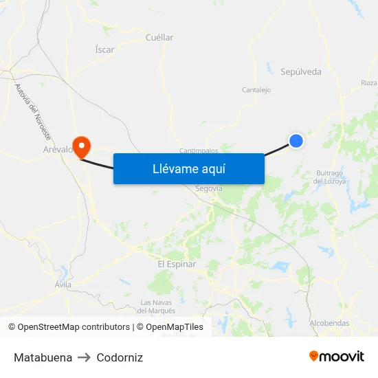 Matabuena to Codorniz map
