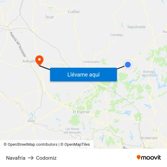 Navafría to Codorniz map