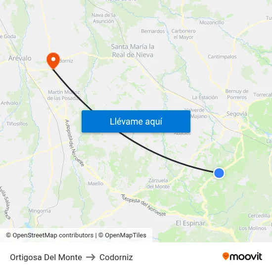 Ortigosa Del Monte to Codorniz map