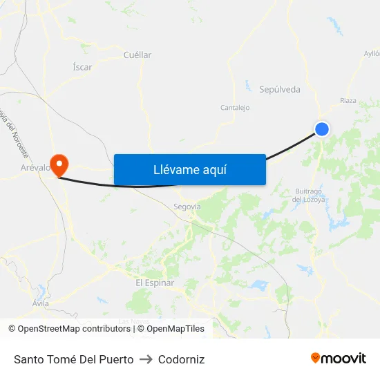 Santo Tomé Del Puerto to Codorniz map