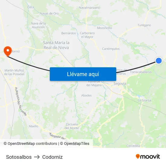 Sotosalbos to Codorniz map