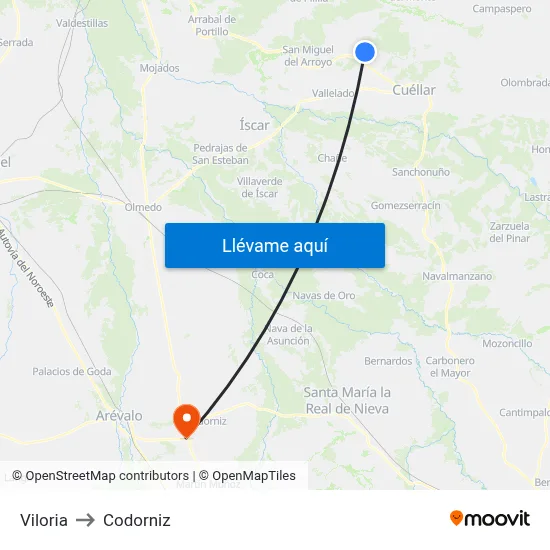Viloria to Codorniz map