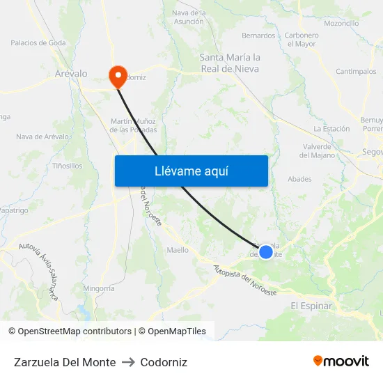 Zarzuela Del Monte to Codorniz map