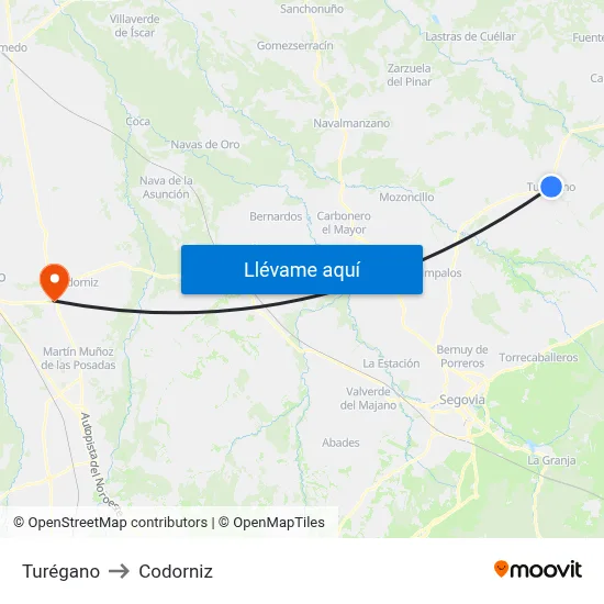 Turégano to Codorniz map