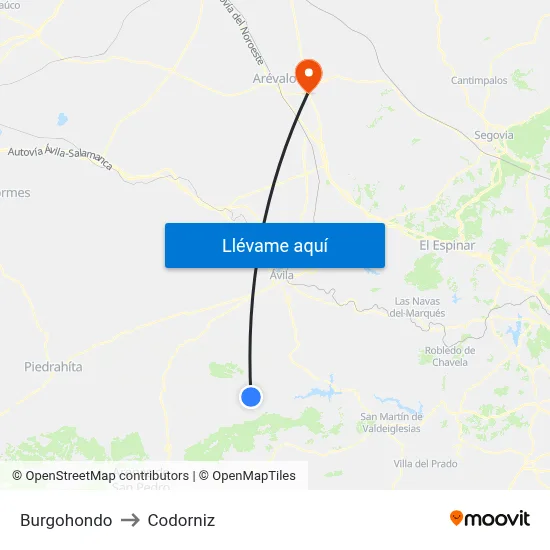 Burgohondo to Codorniz map