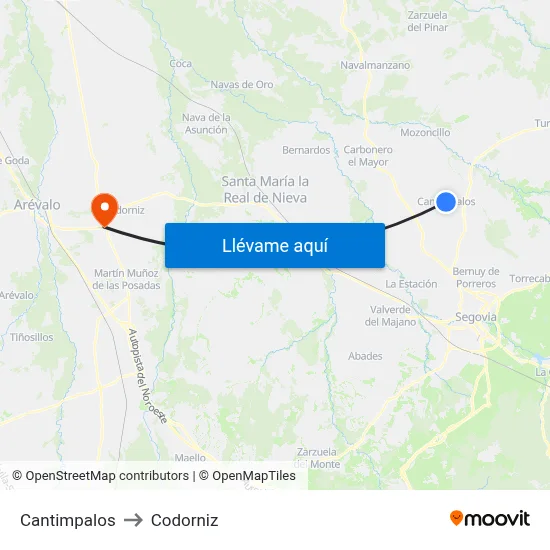 Cantimpalos to Codorniz map