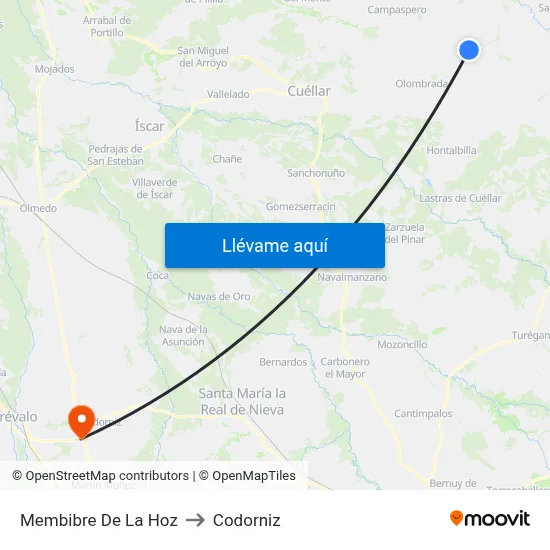 Membibre De La Hoz to Codorniz map